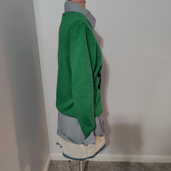 Kitty cat  Christmas sweater  black cat  holiday party  metallic shimmer  M - Picture 5 of 7